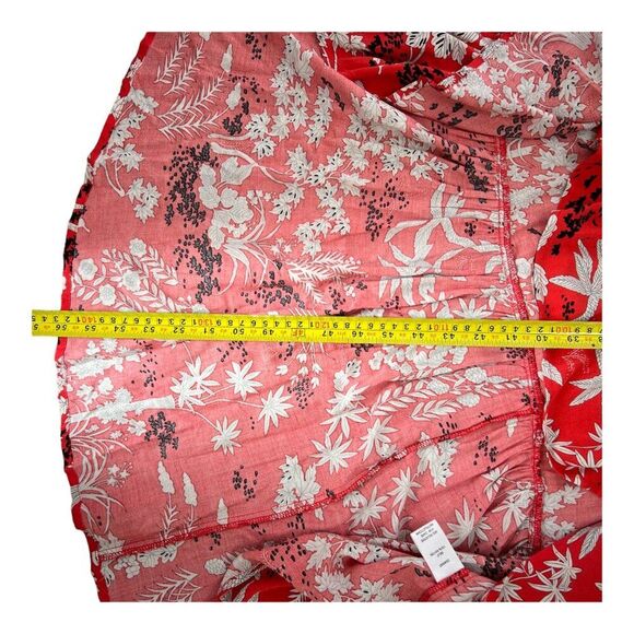 Aakaa Red Sexy Summer Floral Deep V Neck High Low Flowy Front Tie Maxi Dress S - Picture 16 of 16